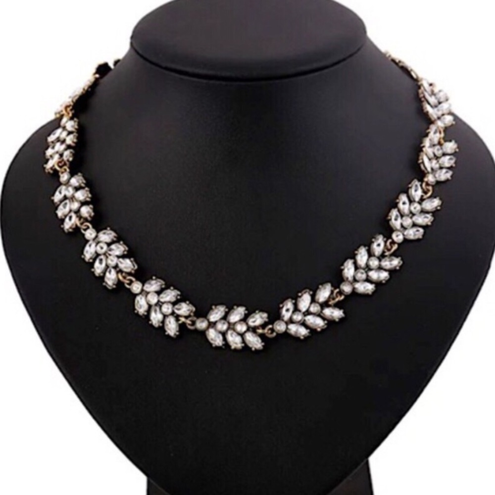 SILVER WHEAT CRYSTAL CHOKER NECKLACE